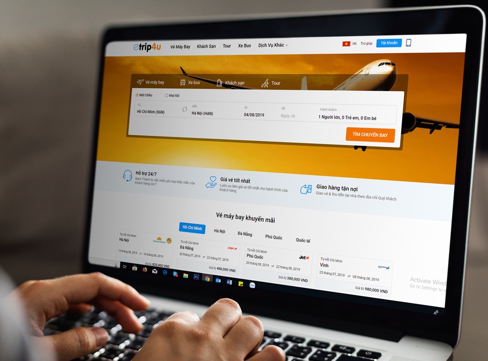 Etrip4u l&agrave; website đặt v&eacute; m&aacute;y bay trực tuyến được nhiều người tin d&ugrave;ng