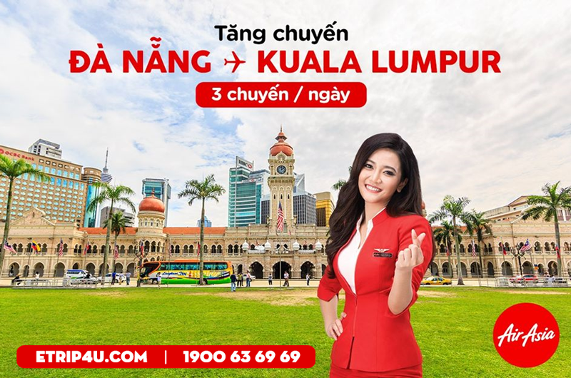 Air Asia tăng chuyến Đà Nẵng – Kuala Lumpur