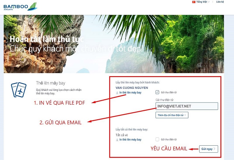 Bước 5 nhận Thẻ lên tàu bay hoàn tất thủ tục Checkin Bamboo Airways Bước 5 nhận Thẻ lên tàu bay hoàn tất thủ tục Checkin Bamboo Airways