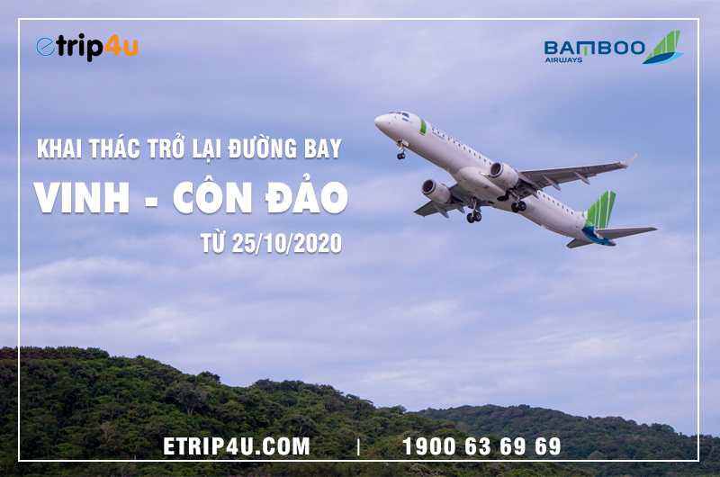 Bamboo Airways khai thác trở lại đường bay Vinh - Côn Đảo Bamboo Airways khai thác trở lại đường bay Vinh - Côn Đảo