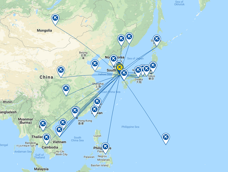 Các đường bay Air Busan đang khai thác Các đường bay Air Busan đang khai thác
