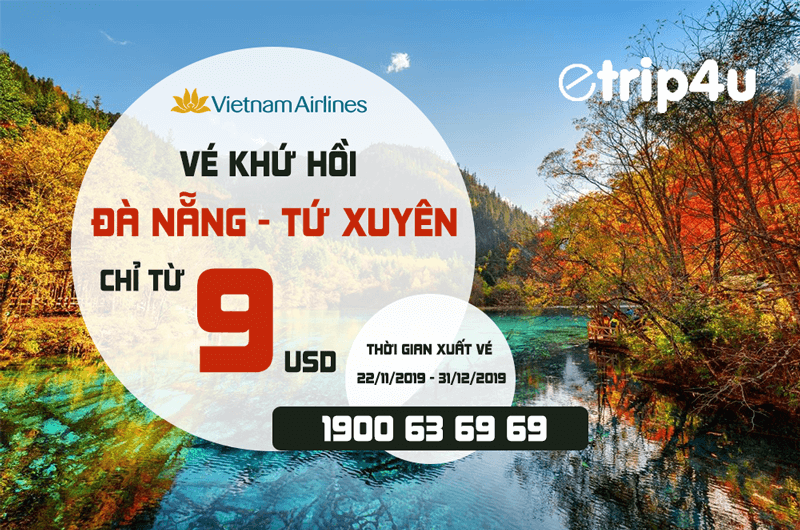 Chỉ từ 9 USD có ngay vé khứ hồi Đà Nẵng - Tứ Xuyên