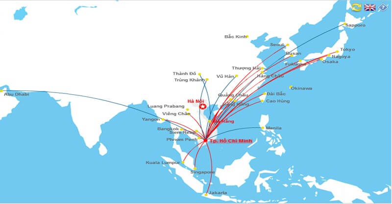 Các tuyến bay của Vietnam Airlines Các tuyến bay của Vietnam Airlines
