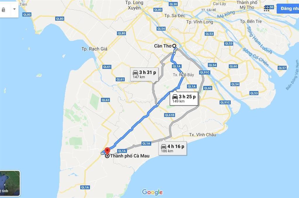 Khoảng c&aacute;ch từ Cần Thơ đi C&agrave; Mau kh&aacute; gần
