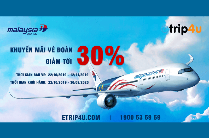 Malaysia Airlines giảm giá tới 30% cho vé đoàn Malaysia Airlines giảm giá tới 30% cho vé đoàn