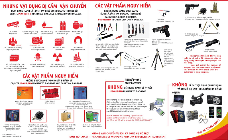 Những thứ bị Vietjet cấm vận chuyển Những thứ bị Vietjet cấm vận chuyển