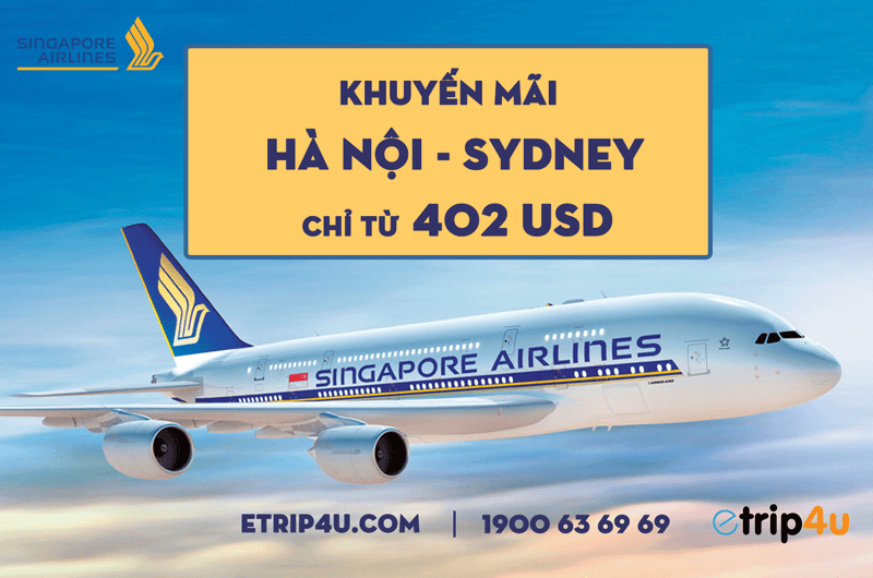 Singapore Airlines khuyến mãi vé Hà Nội – Sydney chỉ từ 402 USD