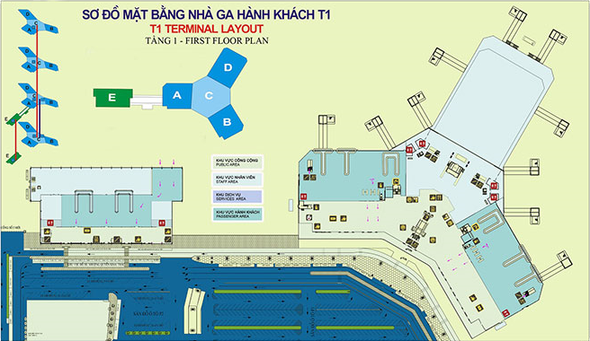 Sơ đồ nh&agrave; ga T1