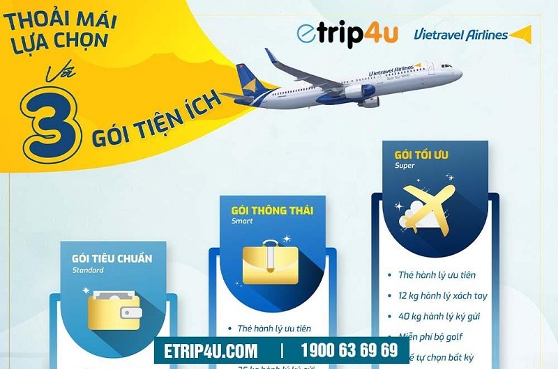 Thoải mái bay với 3 gói tiện ích của Vietravel Airlines Thoải mái bay với 3 gói tiện ích của Vietravel Airlines