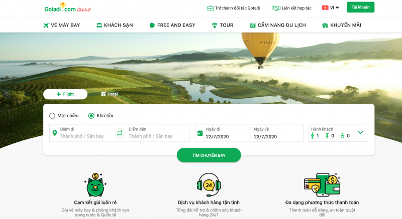 Gotadi là website đặt vé máy bay có giao diện dễ sử dụng Gotadi là website đặt vé máy bay có giao diện dễ sử dụng