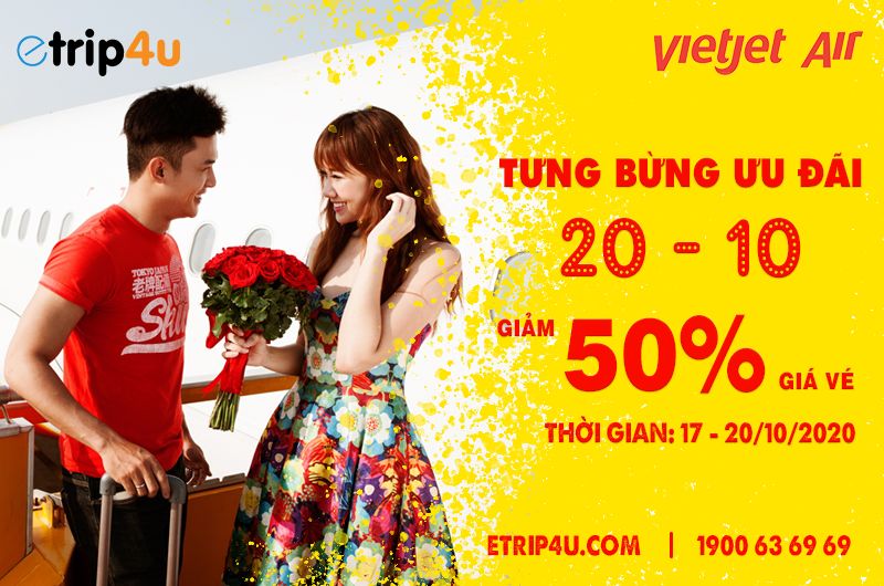 Vietjet ưu đãi 50% giá vé mừng 20/10