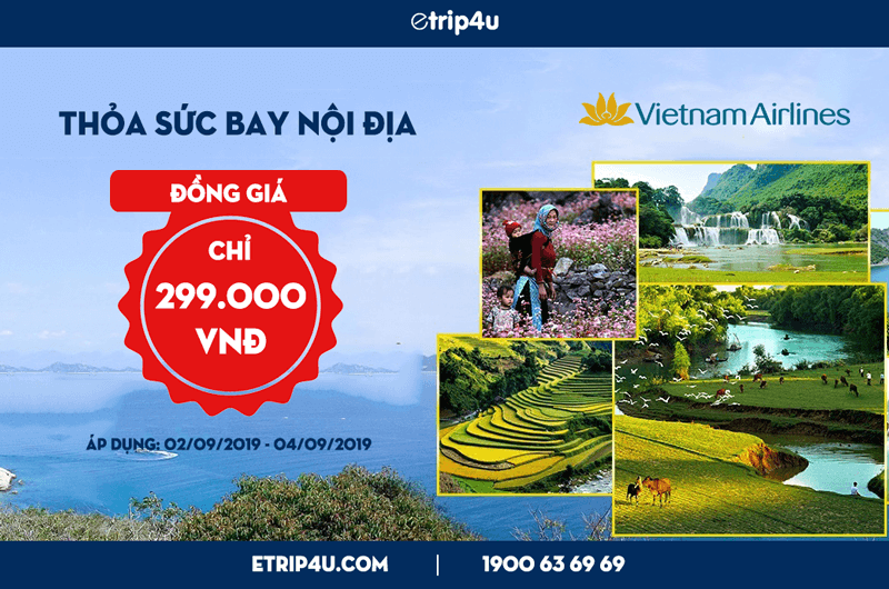Vietnam Airlines đồng giá 299.000 VNĐ cho các chặng bay nội địa