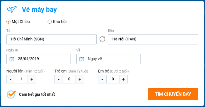 Truy cập danh mục “Vé máy bay trên website Vnbuy