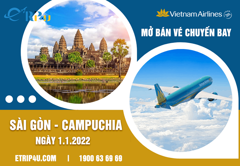 Vietnam Airlines mở bán chuyến bay Tp.HCM - Campuchia ngày 1/1/2022 Vietnam Airlines mở bán chuyến bay Tp.HCM - Campuchia ngày 1/1/2022