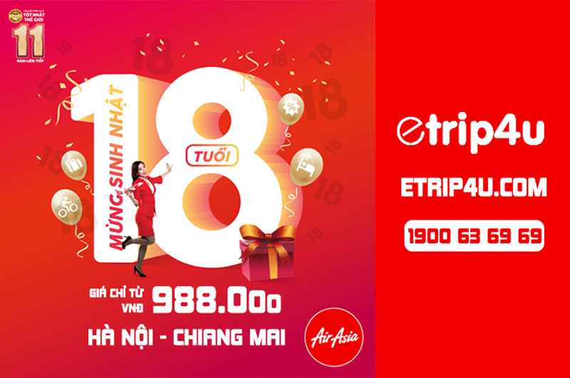 Vui khuyến mãi, trải nghiệm Chiang Mai với giá chỉ từ 988.000 VNĐ Vui khuyến mãi, trải nghiệm Chiang Mai với giá chỉ từ 988.000 VNĐ
